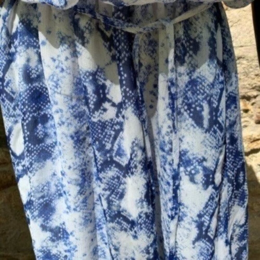 Bar III Summer Blue & White Belted Dress - Picture 5 of 5